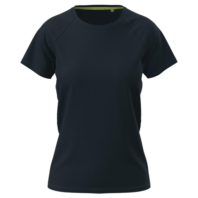 Blue Midnight - Front - Stedman Womens-Ladies Raglan Mesh T-Shirt