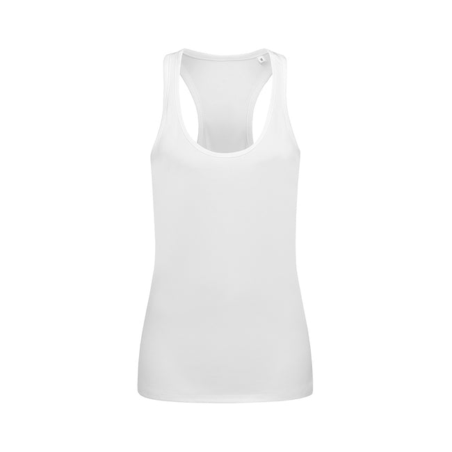 White - Front - Stedman Womens-Ladies Active 140 Sleeveless Tank Top