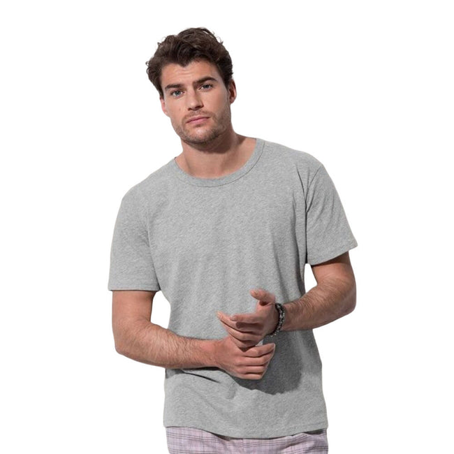 Heather Grey - Back - Stedman Mens Stars Ben Crew Neck Tee