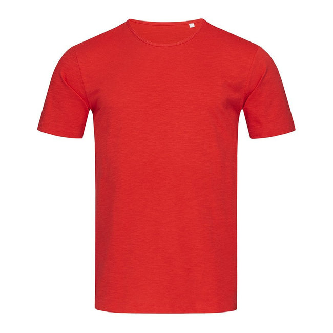 Crimson Red - Front - Stedman Stars Mens Shawn Slub Crew Neck Tee