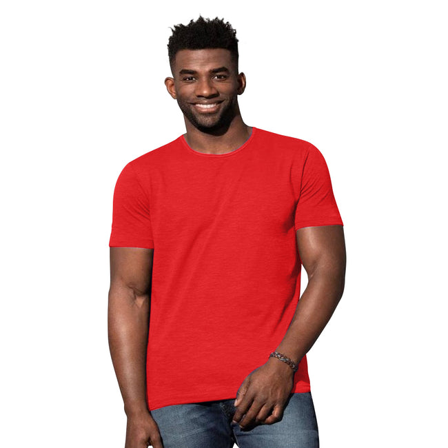 Crimson Red - Back - Stedman Stars Mens Shawn Slub Crew Neck Tee