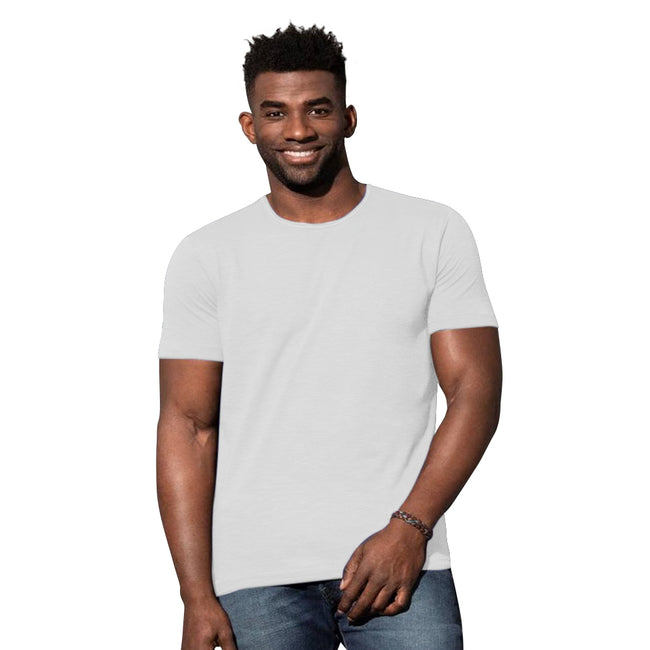 Powder Grey - Back - Stedman Stars Mens Shawn Slub Crew Neck Tee