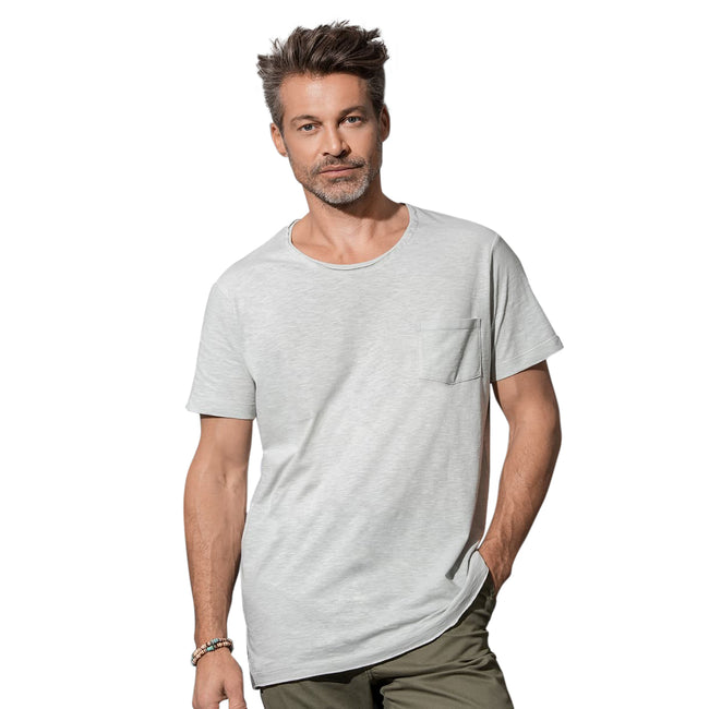 White - Back - Stedman Mens Shawn Oversized Slub Crew Neck Tee
