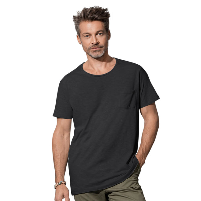 Black Opal - Back - Stedman Mens Shawn Oversized Slub Crew Neck Tee