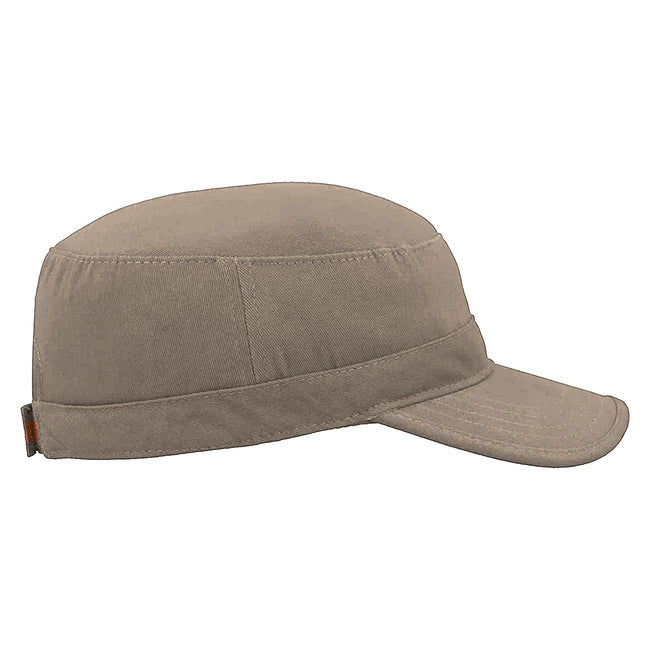 Khaki - Side - Atlantis Tank Brushed Cotton Military Cap (Pack of 2)