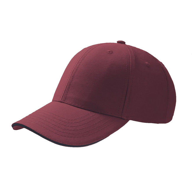 Burgundy - Front - Atlantis Sport Sandwich 6 Panel Baseball Cap (Pack of 2)