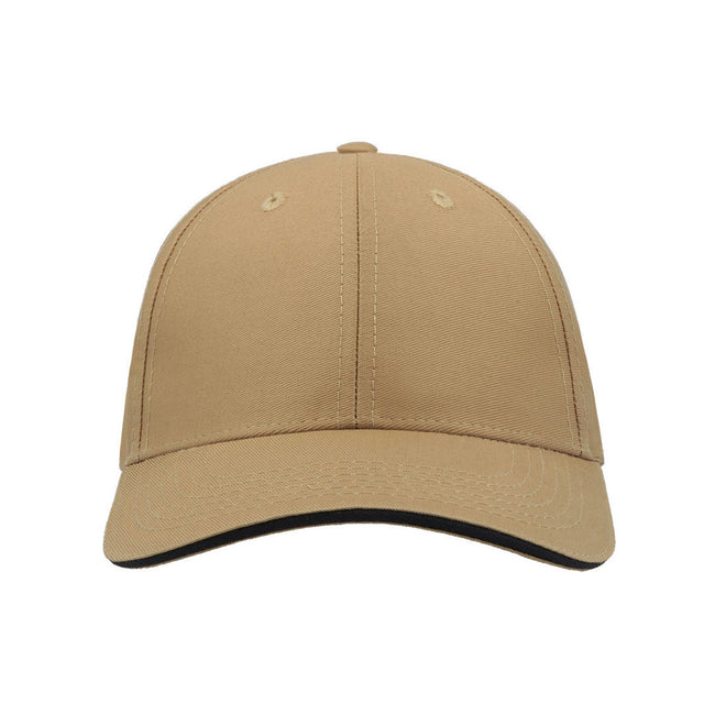 Khaki - Back - Atlantis Sport Sandwich 6 Panel Baseball Cap (Pack of 2)