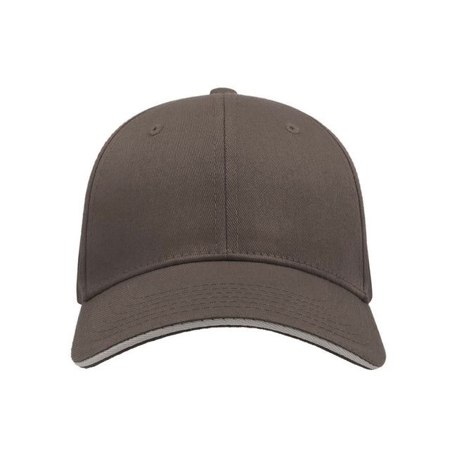 Grey - Back - Atlantis Sport Sandwich 6 Panel Baseball Cap (Pack of 2)