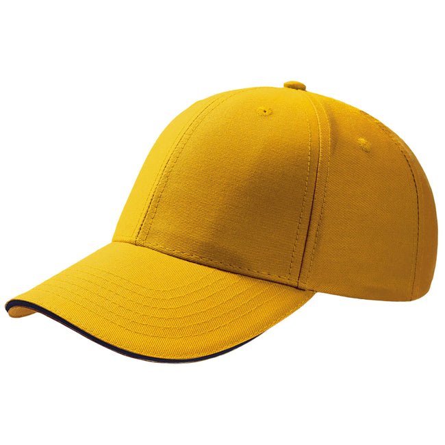 Yellow - Front - Atlantis Sport Sandwich 6 Panel Baseball Cap (Pack of 2)