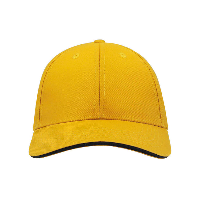 Yellow - Back - Atlantis Sport Sandwich 6 Panel Baseball Cap (Pack of 2)