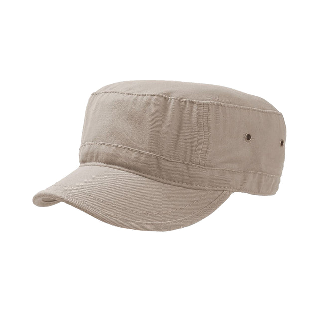 Khaki - Front - Atlantis Chino Cotton Urban Military Cap (Pack of 2)