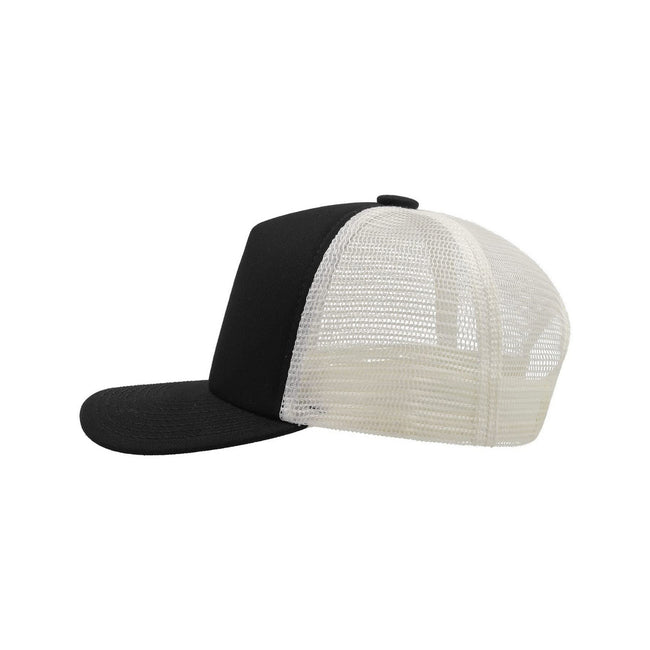 Black - Side - Atlantis Record Mid Visor 5 Panel Trucker Cap (Pack of 2)