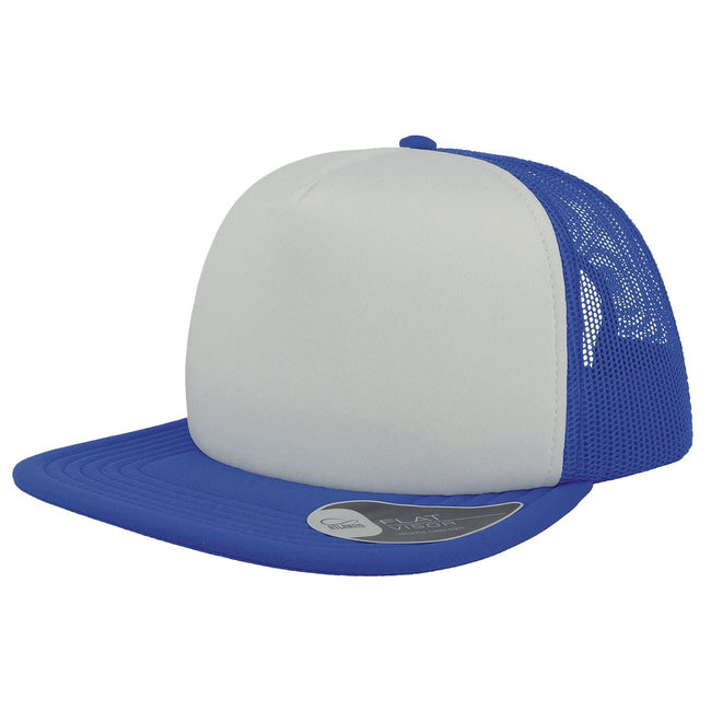 White - Front - Atlantis Unisex Snap 90s Flat Visor 5 Panel Trucker Cap