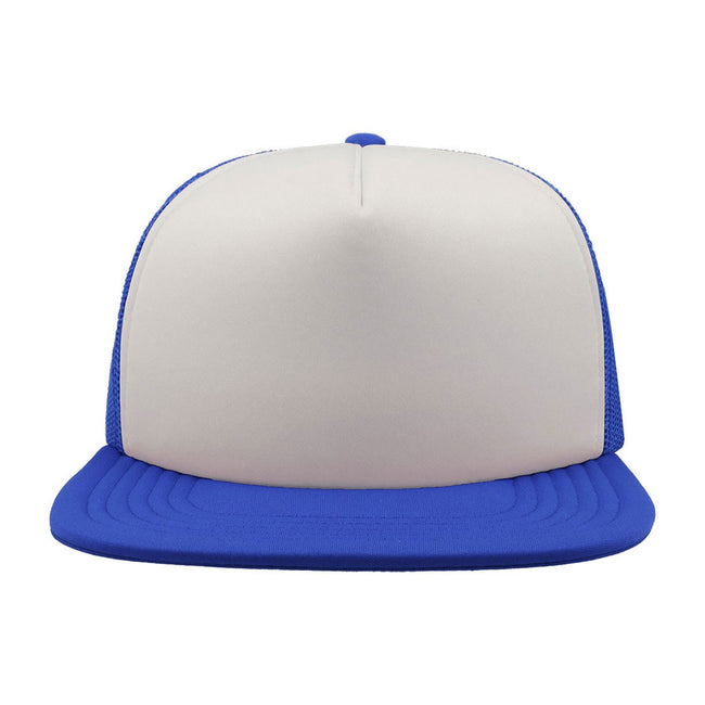 White - Lifestyle - Atlantis Unisex Snap 90s Flat Visor 5 Panel Trucker Cap