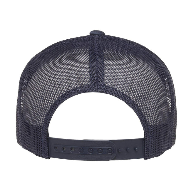 Navy - Back - Atlantis Unisex Snap 90s Flat Visor 5 Panel Trucker Cap