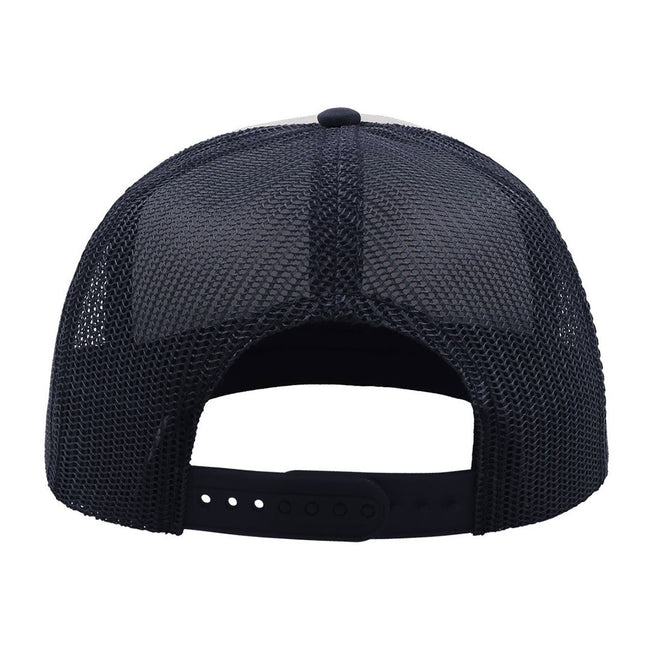 White-Navy - Back - Atlantis Unisex Snap 90s Flat Visor 5 Panel Trucker Cap