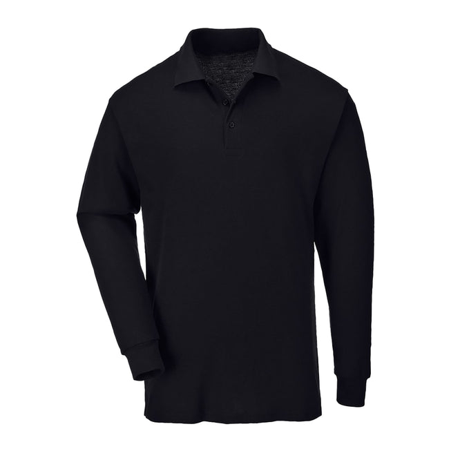 Black - Back - Casual Classic Mens Long Sleeve Polo