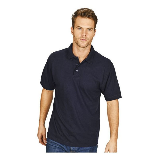 Navy - Back - Casual Classic Mens Premium Triple Stitch Polo