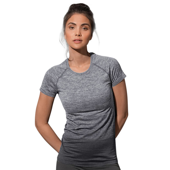 Light Grey Transition - Back - Stedman Womens-Ladies Active Seamless Raglan Flow T-Shirt