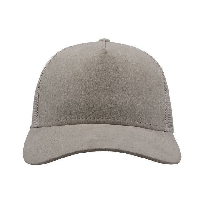Grey - Side - Atlantis Rapper Faux Suede 5 Panel Trucker Cap