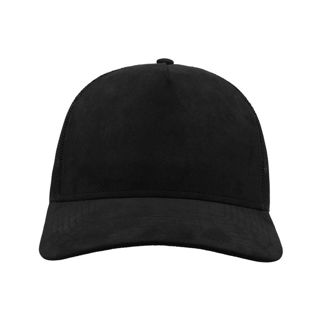 Black - Lifestyle - Atlantis Rapper Faux Suede 5 Panel Trucker Cap