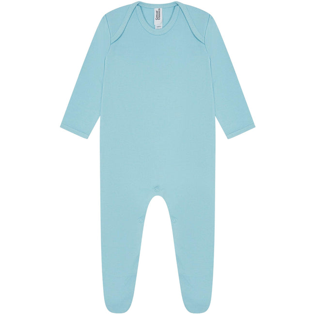 Light Blue - Front - Casual Classics Baby Sleepsuit
