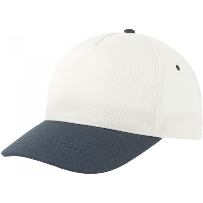 White-Navy - Front - Atlantis Recy Five Recycled Polyester Baseball Cap