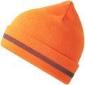 Fluorescent Orange - Side - Atlantis Unisex Adult Workout Recycled Hi-Vis Beanie