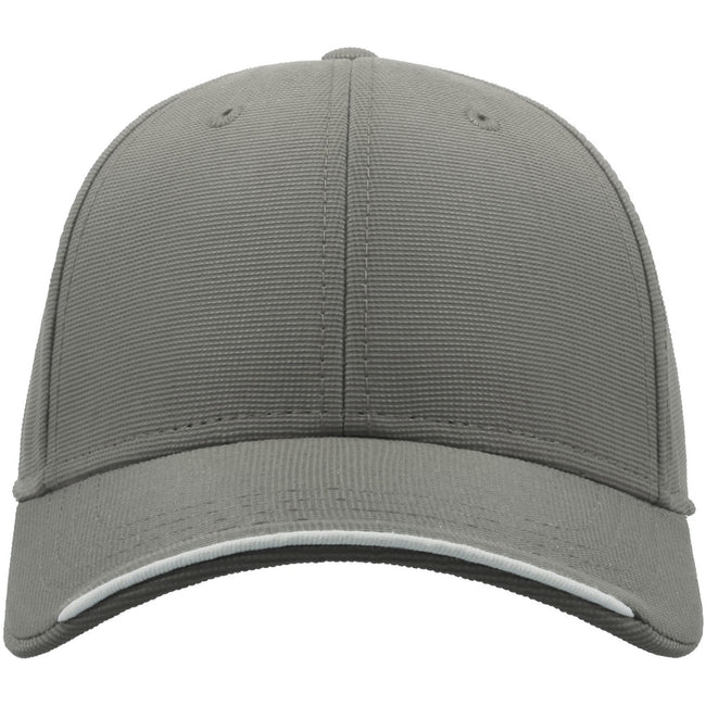 Grey - Front - Atlantis Estoril 6 Panel Jacquard Recycled Baseball Cap