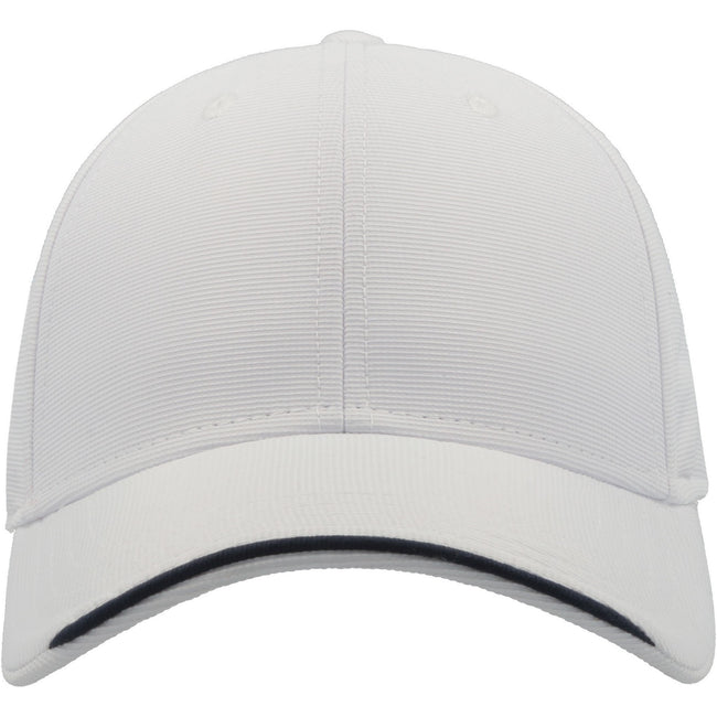 White - Front - Atlantis Estoril 6 Panel Jacquard Recycled Baseball Cap