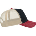 Navy-Burgundy-Khaki - Lifestyle - Atlantis Unisex Adult Rapper 5 Panel Canvas Recycled Trucker Cap
