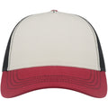 White-Burgundy-Black - Front - Atlantis Unisex Adult Rapper 5 Panel Canvas Recycled Trucker Cap