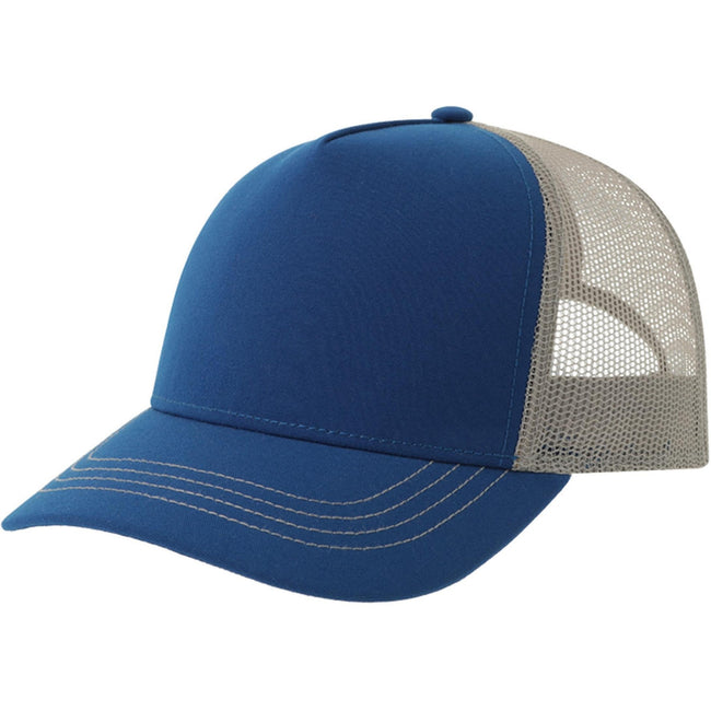 Royal Blue-Grey - Front - Atlantis Unisex Adult Rapper 5 Panel Canvas Recycled Trucker Cap