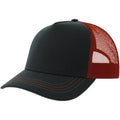 Navy-Burgundy - Front - Atlantis Unisex Adult Rapper 5 Panel Canvas Recycled Trucker Cap