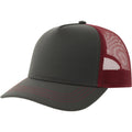 Dark Grey-Burgundy - Front - Atlantis Unisex Adult Rapper 5 Panel Canvas Recycled Trucker Cap