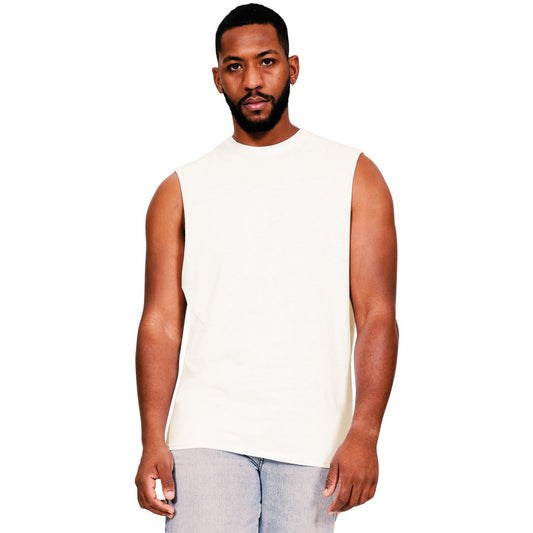 Ecru - Front - Casual Classics Mens Core Ringspun Cotton Raw Edge Tall Tank Top