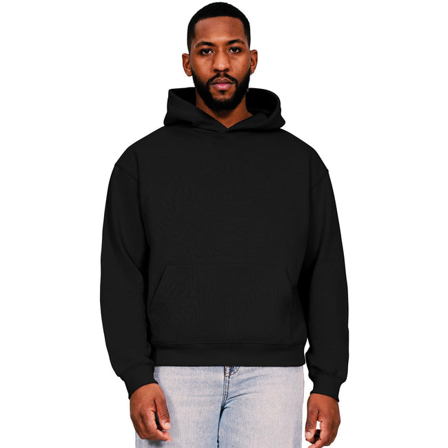 Black - Front - Casual Classics Mens Boxy Ringspun Cotton Oversized Hoodie
