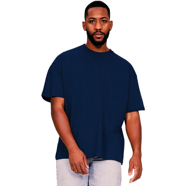 Navy - Front - Casual Classics Mens Core Ringspun Cotton Oversized T-Shirt