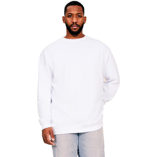 White - Front - Casual Classics Mens Ringspun Cotton Tall Oversized Sweatshirt