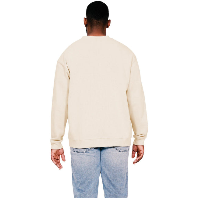 Ecru - Back - Casual Classics Mens Ringspun Cotton Extended Neckline Oversized Sweatshirt