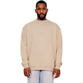 Sand - Front - Casual Classics Mens Ringspun Cotton Extended Neckline Tall Oversized Sweatshirt