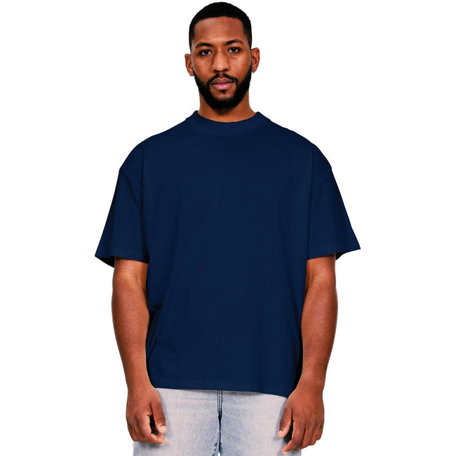 Navy - Front - Casual Classics Mens Ringspun Cotton Extended Neckline T-Shirt