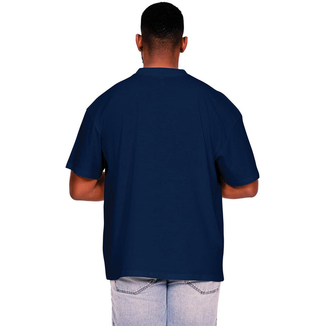 Navy - Back - Casual Classics Mens Ringspun Cotton Extended Neckline T-Shirt
