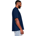 Navy - Side - Casual Classics Mens Ringspun Cotton Extended Neckline T-Shirt