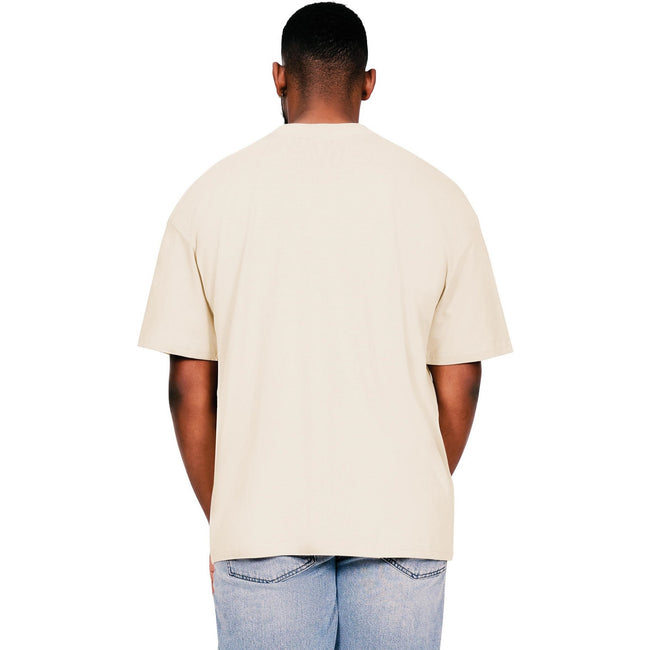 Ecru - Back - Casual Classics Mens Ringspun Cotton Extended Neckline Oversized T-Shirt