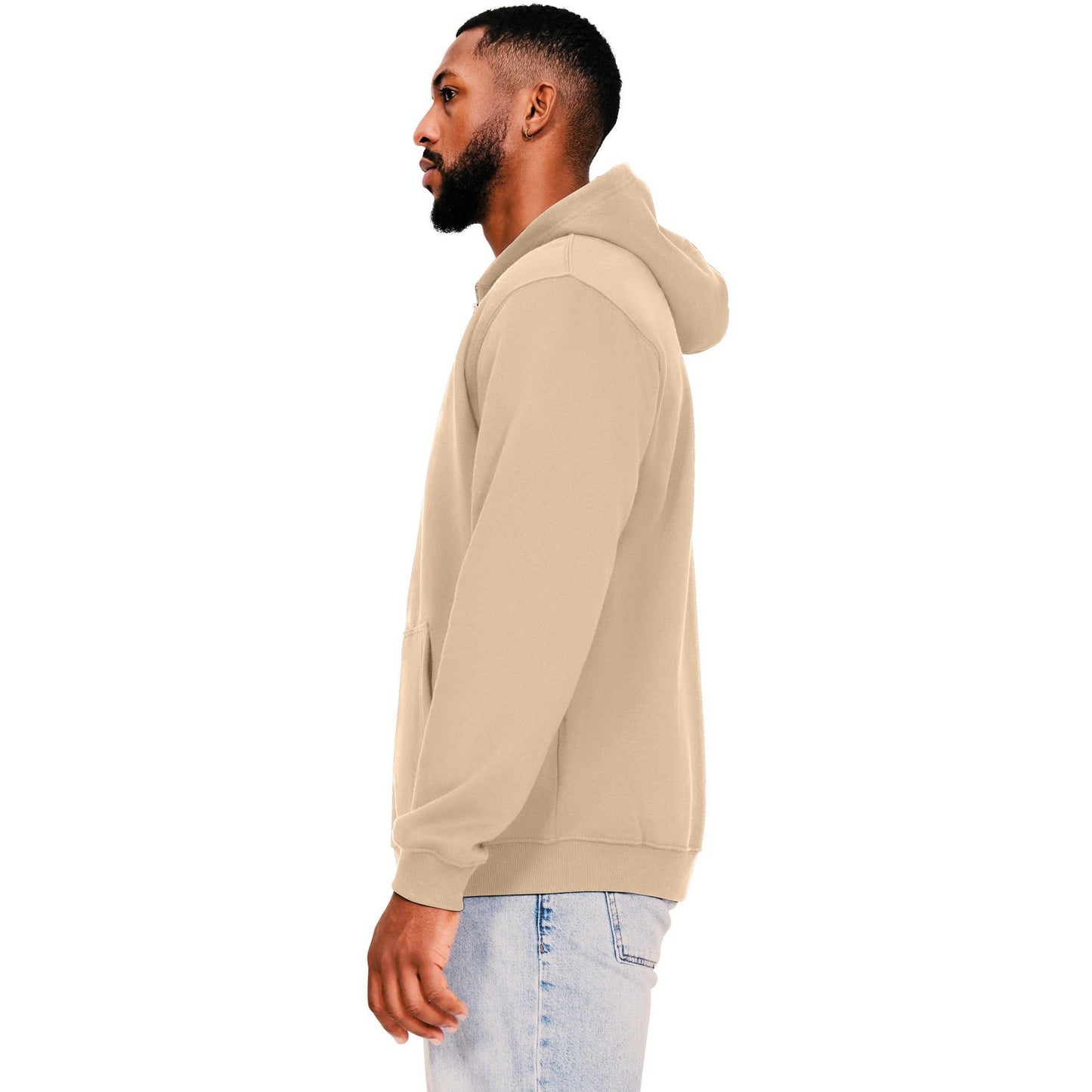 Sand - Side - Casual Classics Mens Core Ringspun Cotton Full Zip Hoodie