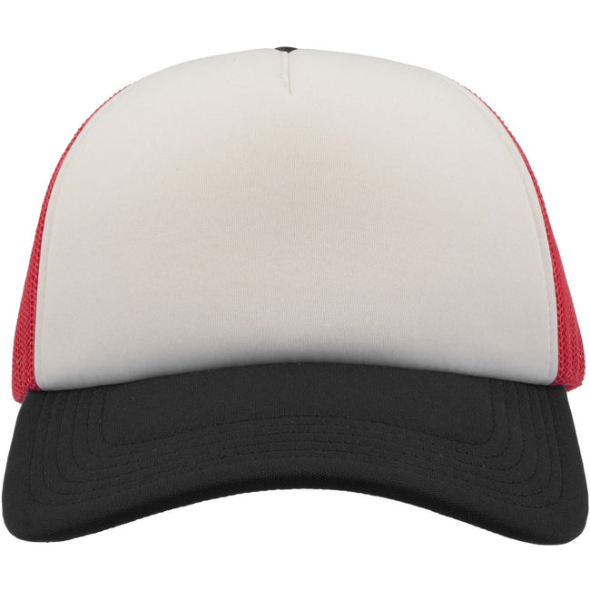 White-Red-Black - Back - Atlantis Unisex Adult Rapper 5 Panel Trucker Cap