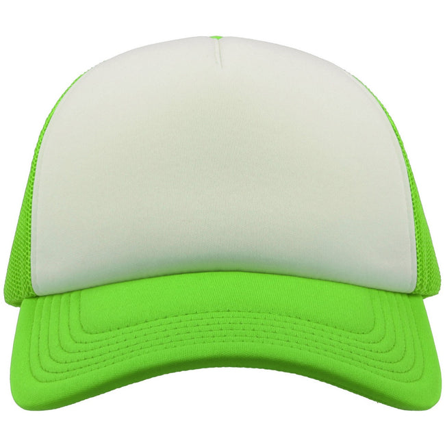 Safety Green - Side - Atlantis Unisex Adult Rapper 5 Panel Trucker Cap