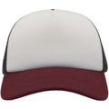 White-Black-Burgundy - Side - Atlantis Unisex Adult Rapper 5 Panel Trucker Cap