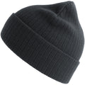 Dark Grey Melange - Front - Atlantis Unisex Adult Rio Ribbed Recycled Beanie
